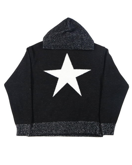 LIBERAL ARTS STAR GRITTER HOODY (BLACK/WHITE)