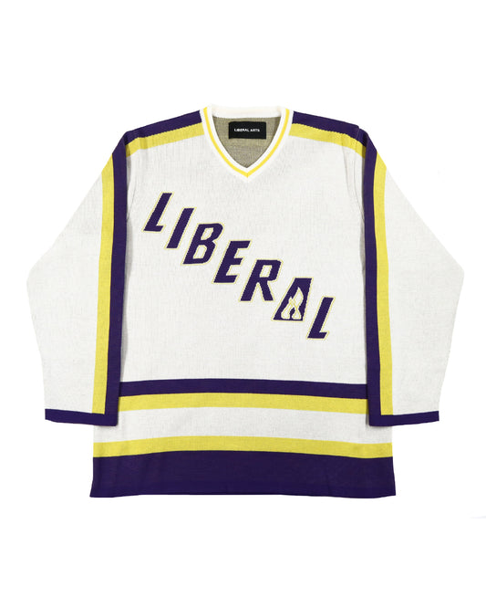 LIBERAL ARTS LA GAME SHIRT (WHITE/PURPLE)